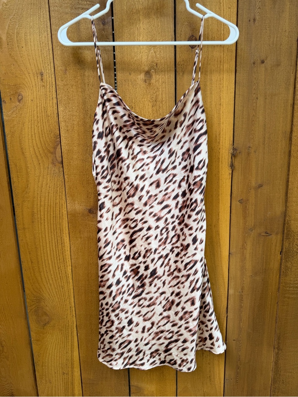 American Eagle Outfitters Leopard-Print Slip Dress in Cream & Brown